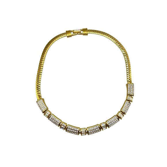 Swarovski Jewelry - Vintage Swarovski Choker Necklace Gold Plated with Clear Crystals